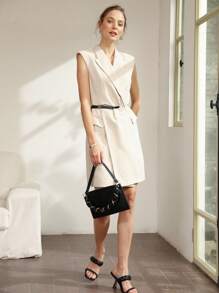 MOTF PREMIUM LINEN VISCOSE BLAZER DRESS WITHOUT BELT