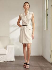 MOTF PREMIUM LINEN VISCOSE BLAZER DRESS WITHOUT BELT