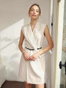 MOTF PREMIUM LINEN VISCOSE BLAZER DRESS WITHOUT BELT