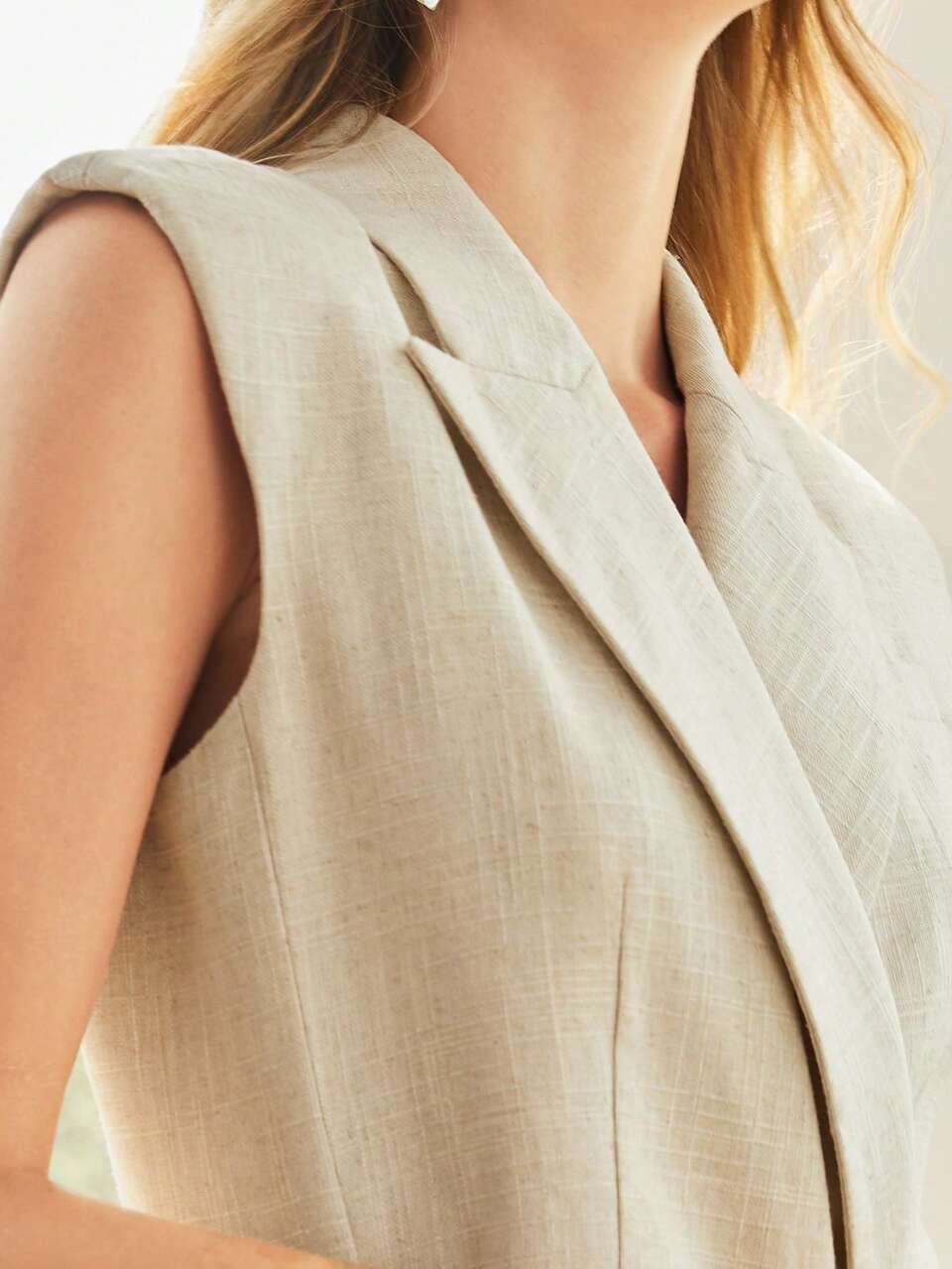 MOTF LINEN VISCOSE BLAZER DRESS WITHOUT BELT
