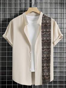 Manfinity RSRT Men Plus Geo Print Shirt Without Tee - Khaki - View 1