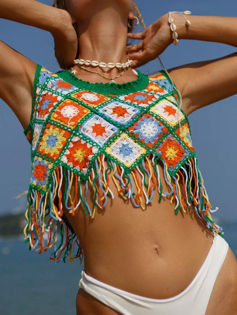 Bikinx Áo choàng tua rua móc hoa mùa hè - Nhiều màu - Xem 1