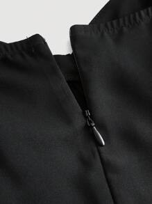 SHEIN MOD Tie Backless Asymmetrical Hem Dress - Black - View 4