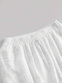 SHEIN MOD Solid Ruffle Trim Asymmetrical Hem Skirt - White - View 3
