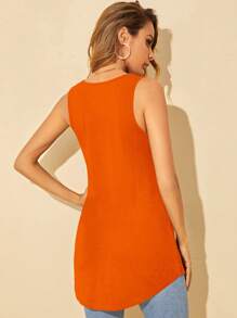 SHEIN Tall Áo khoác và áo lót dành cho xe tăng nữ màu trơn Giải trí - trái cam - Xem 2