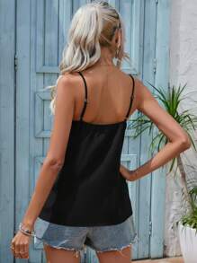 SHEIN Clasi Top de tirantes panel en contraste - Rojo - Ver 3