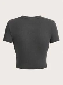 SHEIN EZwear Geo and Letter Graphic Tee