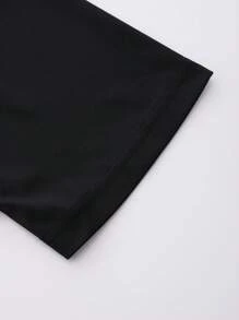 SHEIN EZwear Áo thun nữ Hoạt hình Giải trí - màu đen - Xem 4