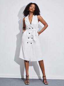 BizChic 雙排釦腰帶馬甲西裝外套洋裝工作服