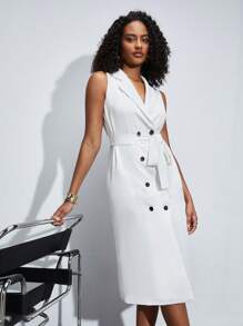 BizChic 雙排釦腰帶馬甲西裝外套洋裝工作服