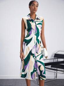 Maija Vestido camisero con estampado con botón delantero - Multicolor - Ver 1