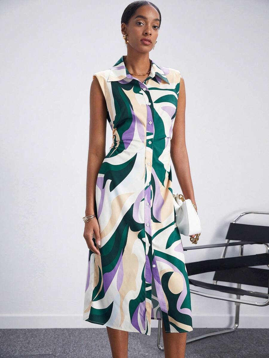 Maija Vestido camisero con estampado con botón delantero - Multicolor - Ver 1