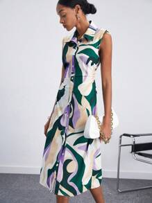 Maija Vestido camisero con estampado con botón delantero - Multicolor - Ver 4