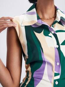 Maija Vestido camisero con estampado con botón delantero - Multicolor - Ver 8