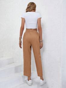 SHEIN Frenchy Quần nữ Thắt nút Quần paper-bag màu trơn Giải trí - Màu Cam cháy - Xem 2