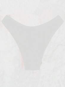 SHEIN Swim Summer Beach Solid Rib Knit Bikini Bottom - White - View 5