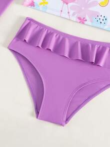 Camiseta rashguard de verano con volantes y estampado de flamencos para niña preadolescente - Multicolor - Ver 4