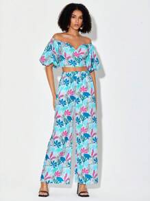 Debra Valencia Pantalones de pierna ancha con estampado tropical - Multicolor - Ver 2