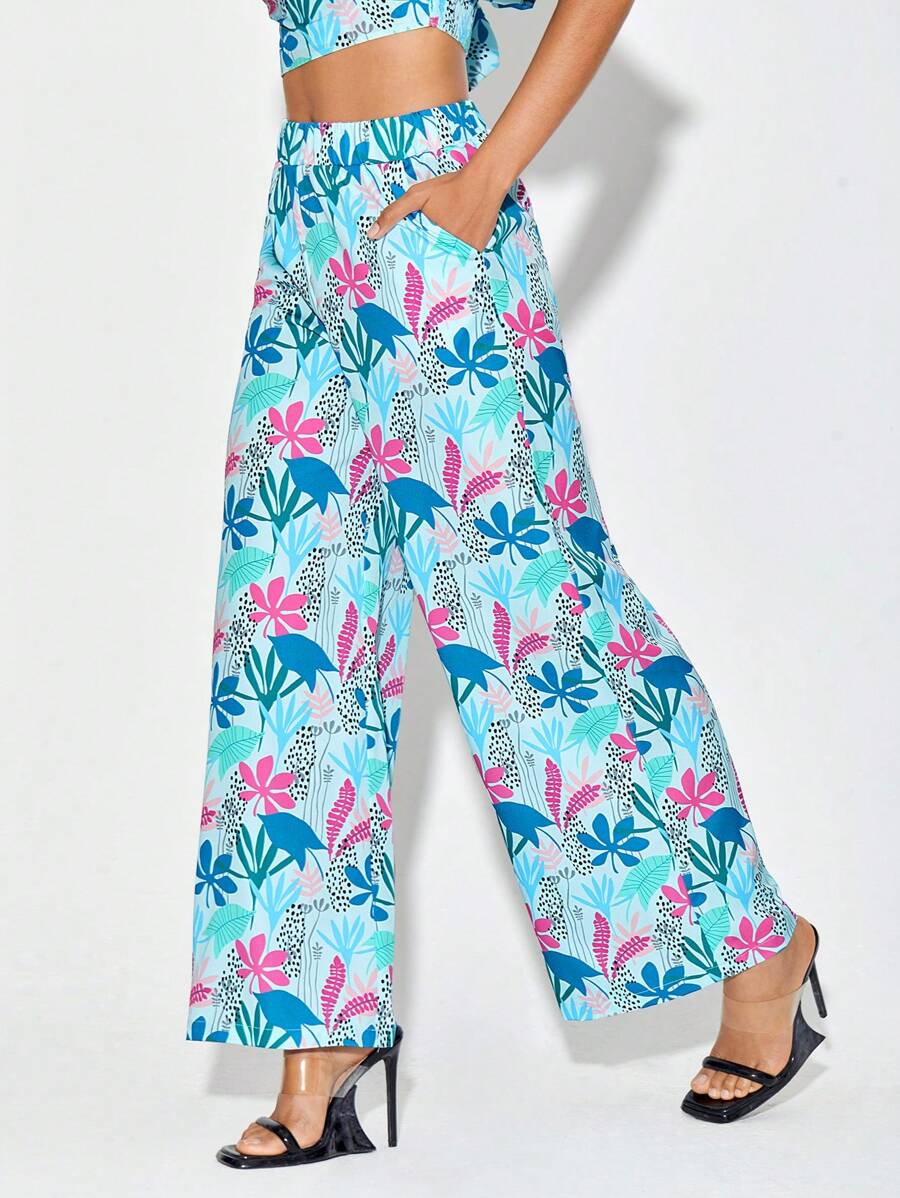 Debra Valencia Pantalones de pierna ancha con estampado tropical - Multicolor - Ver 1