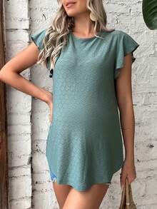 SHEIN Maternity Butterfly Sleeve Schiffy Tee - Mint Green - View 3