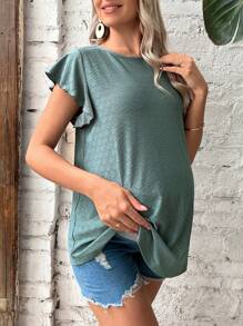 SHEIN Maternity Butterfly Sleeve Schiffy Tee - Mint Green - View 5