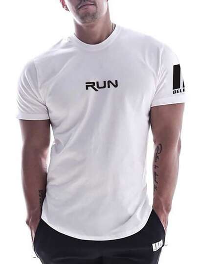  Manfinity Fitness Boyfriend Style Men Letter Graphic Sports Tee  Workout Tops  Workout Tops  Basketball  Back To School Graphic T Shirt Graphic Boyfriend Style Men T Shirt, Running Shirts, Gym Tee Workout Tops Breathable