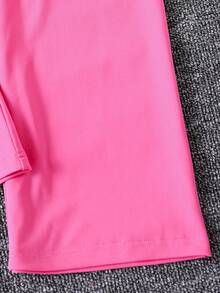 女孩荷葉邊吊帶上衣和褲子 - 玫紅色 - 查看 3