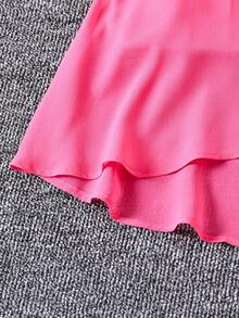 女孩荷葉邊吊帶上衣和褲子 - 玫紅色 - 查看 5