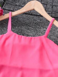 女孩荷葉邊吊帶上衣和褲子 - 玫紅色 - 查看 6
