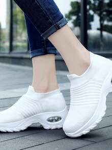 氣墊襪鞋女士跳舞、運動、休閒鞋 - 白色 - 查看 5