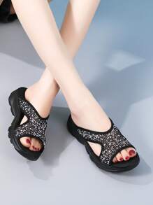 Fashionable Outdoor Sports Sandals For Women, Colorblock Cut Out Design Sandals,Spring Summer Outfits - Black - View 3
