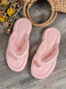 Preppy Flip Flops For Women, Pink EVA Slippers - Pink - View 3