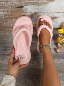 Preppy Flip Flops For Women, Pink EVA Slippers - Pink - View 5