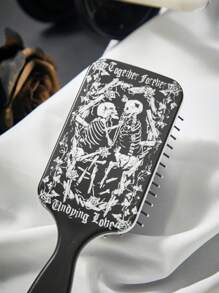 ROMWE Goth Cầm tay Hình đầu lâu Đệm khí Lược - màu đen - Xem 3