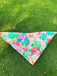 1pc Flower Print Pet Bandana - Blue and White - View 7