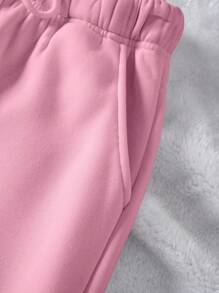 INAWLY Quần thể thao nữ Dây kéo Túi màu trơn - Hồng - Xem 6