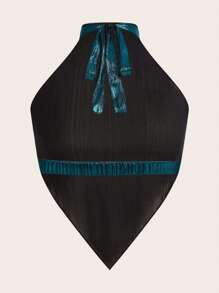 SHEIN ICON 演唱會服裝金屬圍巾裝飾韁繩領口上衣 - 水鴨藍 - 查看 2