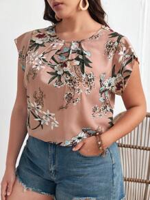 SHEIN Clasi Áo cánh tay bướm in hoa cho mùa hè - Màu Hồng  San hô - Xem 6