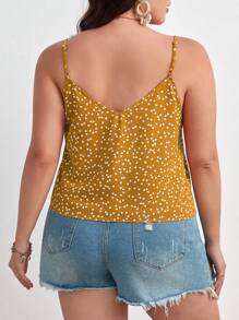 SHEIN VCAY Plus Allover Heart Print Knot Hem Cami Top