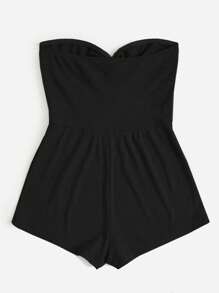 SHEIN EZwear Twist Front Tube Romper - Black - View 3