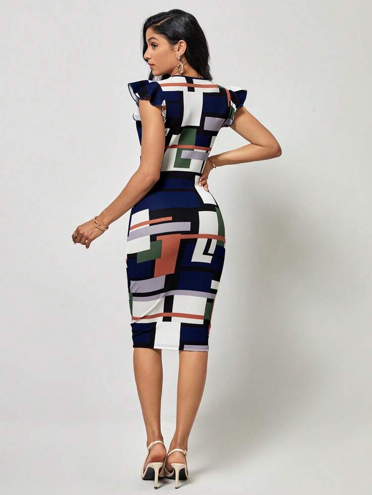 Summer Vacation Outfits Geo Print Ruffle Trim Bodycon Dresssummer Outfits, Spring Outfit, Beach Outfit, Festival Outfits, Vacation Outfits, Office Outfits, Country Outfit Women / For Women Elegant Dress, Elegant Party Dress, Elegant Blouse, Casual Classy Casual Dress, Casual Blouse, Casual Sets, Casual Long Dresses Beach Dress, Beach Outfit, Vacation Dress, Summer Holiday Outfits Wedding Guest Dress, Bridesmaid Dress, Graduation Dress