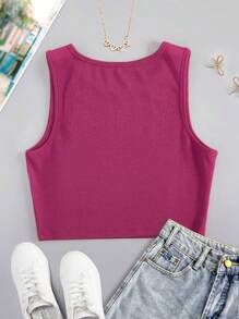 SHEIN Essnce Áo khoác và áo lót dành cho xe tăng nữ Gân đan màu trơn Giải trí - Màu đỏ tím - Xem 2