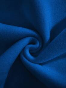 Butterfly Print Drawstring Thermal Lined Hoodie - Royal Blue - View 5