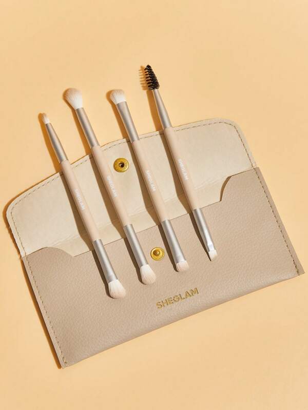 SHEGLAM Glam 101 Eye Essentials Brush Set With Bag Synthetic Portable