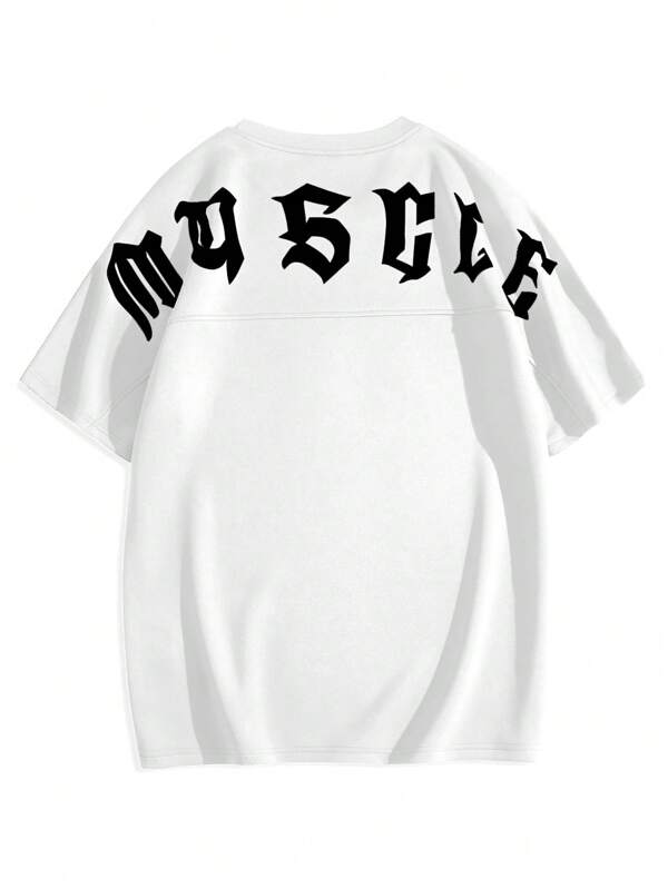 Manfinity Roghcode Camiseta con gráfico de letras para hombre, estilo de los 2000