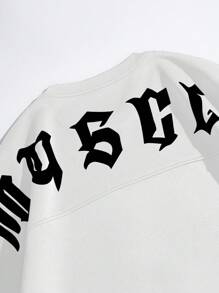 Manfinity Roghcode 男士字母图案T恤，2000年代风格 - 白色 - 查看 3