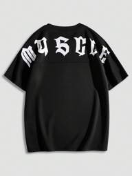 Manfinity Roghcode Camiseta con gráfico de letras para hombre, estilo de los 2000