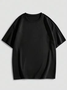 Manfinity Roghcode 男士字母图案T恤，2000年代风格 - 黑色 - 查看 2