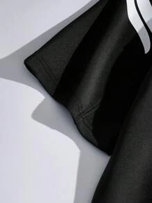 Manfinity Roghcode 男士字母图案T恤，2000年代风格 - 黑色 - 查看 4