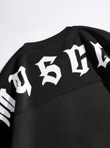 Manfinity Roghcode 男士字母图案T恤，2000年代风格 - 黑色 - 查看 7